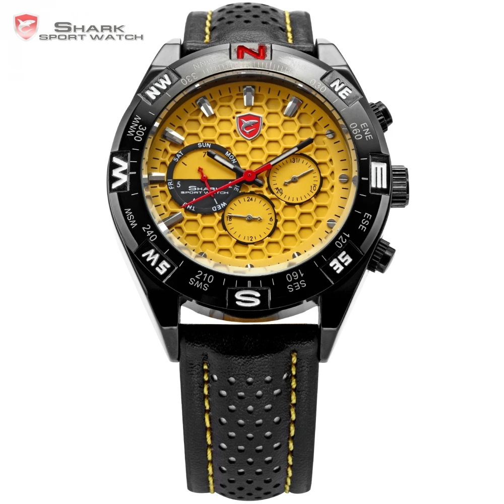 Luxury SHARK Sport Watch Relogio Yellow Analog