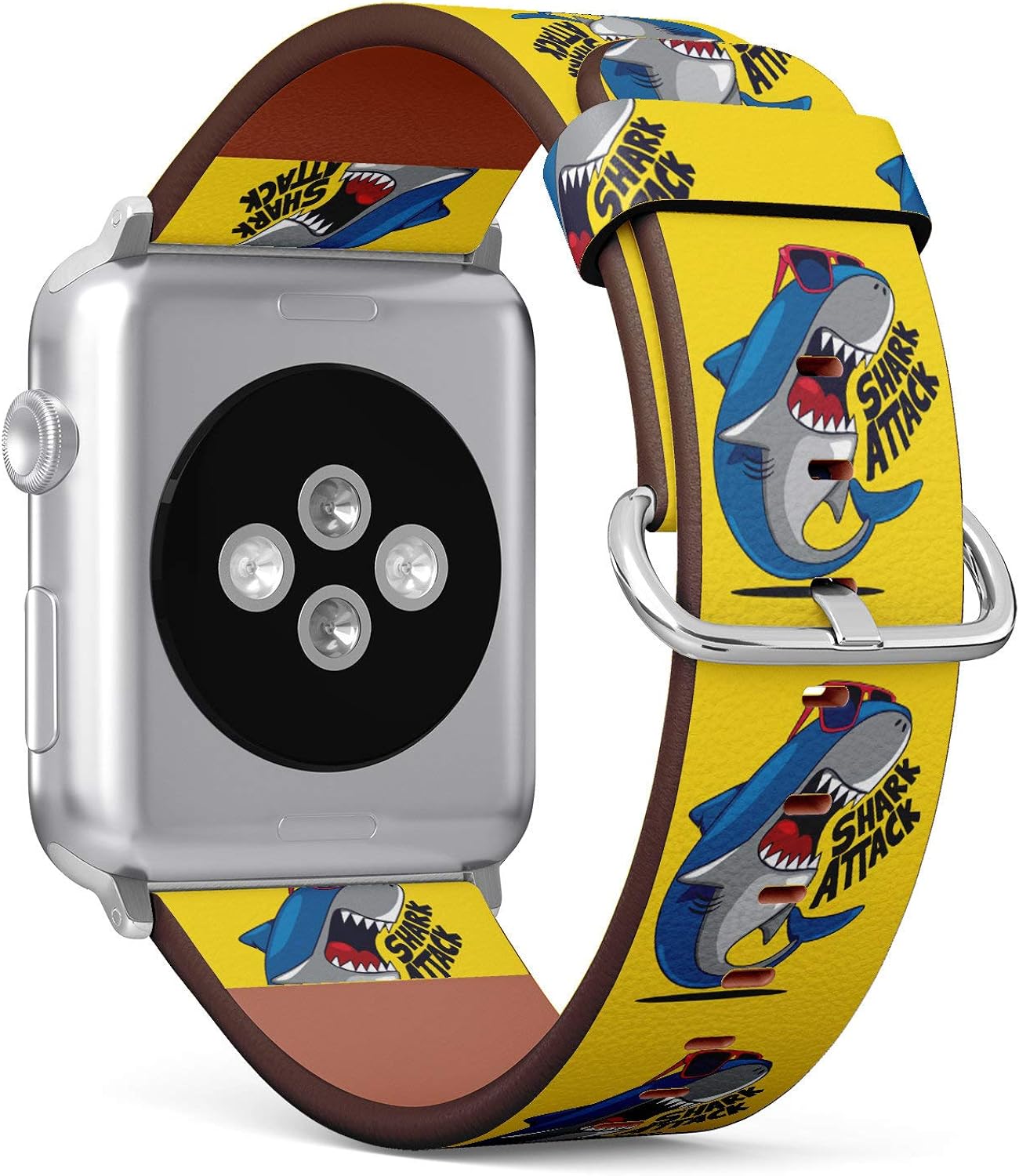 Amazon.com : (Funny Shark Attack) Patterned Leather Wristband Strap for
